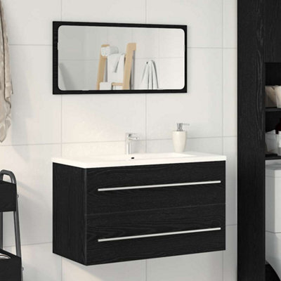 Berkfield Bathroom Sink Cabinet Black Oak 80X38.5X48 Cm Engineered Wood - image 1