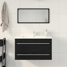 Berkfield Bathroom Sink Cabinet Black Oak 80X38.5X48 Cm Engineered Wood - thumbnail 3