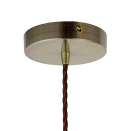 Pale Grey Small Trinity Metal Painted Dome Pendant Light With Antique Brass Lamp Holder And Brown Twisted Cable - Se Home - thumbnail 3