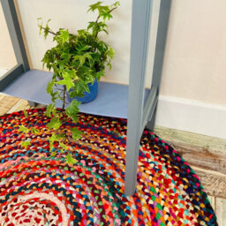 Second Nature Online Sundar Round Multicolour Rug Ethical Source With Recycled Fabric 90 Cm Diameter - thumbnail 4