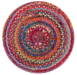 Second Nature Online Sundar Round Multicolour Rug Ethical Source With Recycled Fabric 90 Cm Diameter - thumbnail 1