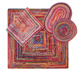 Second Nature Online Sundar Round Multicolour Rug Ethical Source With Recycled Fabric 90 Cm Diameter - thumbnail 6