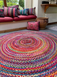 Second Nature Online Sundar Round Multicolour Rug Ethical Source With Recycled Fabric 90 Cm Diameter - thumbnail 3
