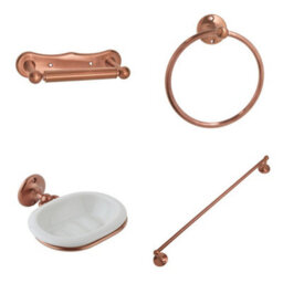 Homestylestore Copper Bathroom Accessory Set With Towel Ring, Robe Hook, Towel Rail And Toilet Roll Holder - thumbnail 1