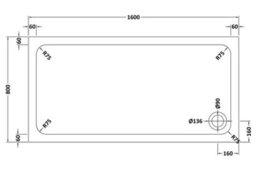 White Rectangular Stone Resin Premium Shower Tray With Corner Waste Position, 1600 X 800 mm - Balterley - thumbnail 2