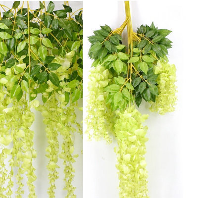 Living And Home Set Of 12 Green Artificial Hanging Flowers Simulation Wisteria Flowers Wedding Decor - image 1