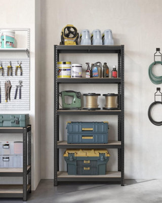 Songmics Industrial Adjustable Storage Shelves, 5 Tier Unit, For Living Room, Kitchen, Garage, Greige And Black - image 1