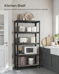 Songmics Industrial Adjustable Storage Shelves, 5 Tier Unit, For Living Room, Kitchen, Garage, Greige And Black - thumbnail 8