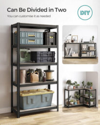 Songmics Industrial Adjustable Storage Shelves, 5 Tier Unit, For Living Room, Kitchen, Garage, Greige And Black - thumbnail 6