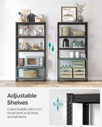 Songmics Industrial Adjustable Storage Shelves, 5 Tier Unit, For Living Room, Kitchen, Garage, Greige And Black - thumbnail 4