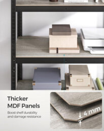 Songmics Industrial Adjustable Storage Shelves, 5 Tier Unit, For Living Room, Kitchen, Garage, Greige And Black - thumbnail 7