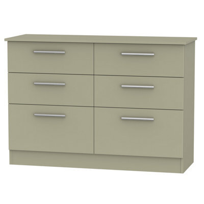Trent 6 Drawer Midi Chest Of Drawers In Mushroom & Mushroom Matt (Ready Assembled) - image 1