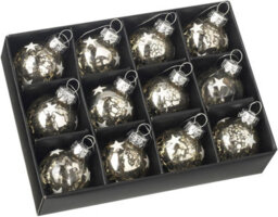 Heaven Sends Silver Bronze Mini Christmas Baubles Set Of 12