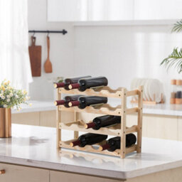 Thehotsale 16 Bottle Bamboo Wooden Wine Rack 4-Tier Freestanding Wine Storage Holder - thumbnail 2