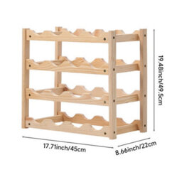 Thehotsale 16 Bottle Bamboo Wooden Wine Rack 4-Tier Freestanding Wine Storage Holder - thumbnail 7