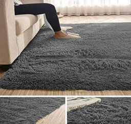 Abaseen 60X110 Cm Dark Grey Comfort Soft Fluffy Shaggy Bedroom Rugs For Living Room Carpet And Décor Home Anti Slip Area Rugs - thumbnail 1