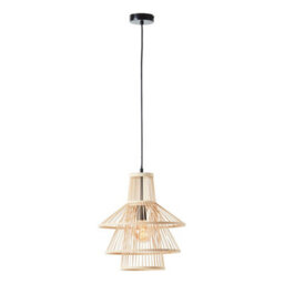Luminosa Lighting Luminosa Minato Single Pendant Ceiling Lamp, Natural Bamboo, Matt Black - thumbnail 6