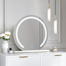 CARME Home Lara White Dressing Table With Elsie Led Mirror (White Base) & Lottie Bouclé Stool - thumbnail 4