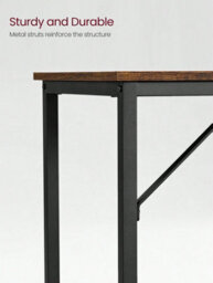 Songmics Vasagle Computer Desk, Writing Desk, Small Office Table, Simple Assembly, Steel, Industrial Design, Rustic Brown And Black - thumbnail 3