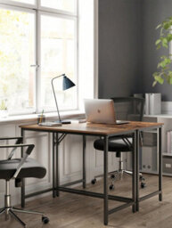 Songmics Vasagle Computer Desk, Writing Desk, Small Office Table, Simple Assembly, Steel, Industrial Design, Rustic Brown And Black - thumbnail 2