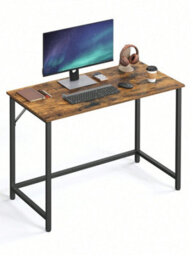 Songmics Vasagle Computer Desk, Writing Desk, Small Office Table, Simple Assembly, Steel, Industrial Design, Rustic Brown And Black - thumbnail 6
