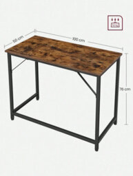Songmics Vasagle Computer Desk, Writing Desk, Small Office Table, Simple Assembly, Steel, Industrial Design, Rustic Brown And Black - thumbnail 8