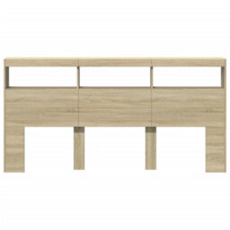 Berkfield Headboard Cabinet With Led Sonoma Oak 200X17X102 Cm - thumbnail 6