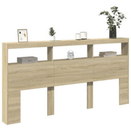 Berkfield Headboard Cabinet With Led Sonoma Oak 200X17X102 Cm - thumbnail 5