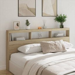 Berkfield Headboard Cabinet With Led Sonoma Oak 200X17X102 Cm - thumbnail 1