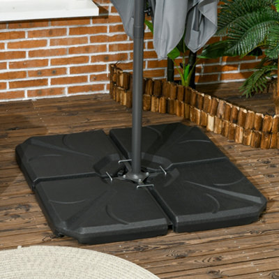 Outsunny Set Of 4 Banana Parasol Base Stand Water Or Sand Filled Weights, Black - image 1
