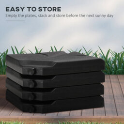 Outsunny Set Of 4 Banana Parasol Base Stand Water Or Sand Filled Weights, Black - thumbnail 7