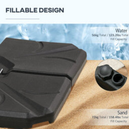Outsunny Set Of 4 Banana Parasol Base Stand Water Or Sand Filled Weights, Black - thumbnail 5