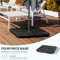 Outsunny Set Of 4 Banana Parasol Base Stand Water Or Sand Filled Weights, Black - thumbnail 4