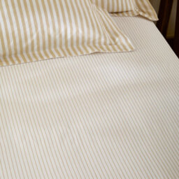 Yard Hebden Striped 100% Cotton Fitted Sheet, Honey Yellow, Single - thumbnail 2
