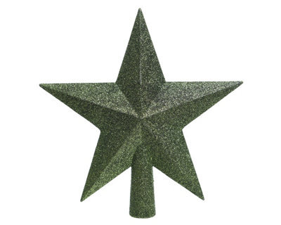 Decoris Pine Green Christmas Tree Star Topper Glitter Plastic Tree Decoration 20Cm - image 1