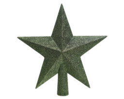 Decoris Pine Green Christmas Tree Star Topper Glitter Plastic Tree Decoration 20Cm