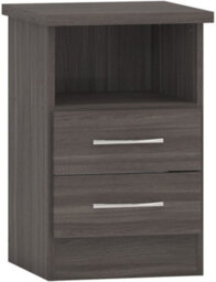 Seconique Nevada Bedside 2 Drawer In Black Wood Grain Effect Metal Runners Handles - thumbnail 1