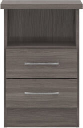 Seconique Nevada Bedside 2 Drawer In Black Wood Grain Effect Metal Runners Handles - thumbnail 4