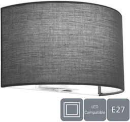 Harper Living 1Xe27/es Wall Wash Light With Switch, Semi-Circle Grey Fabric Shade, Suitable For Led Upgrade - thumbnail 4