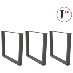 Berkfield Dining Table Legs V-Shape 3 Pcs Anthracite 100X(72-73.3) Cm Steel - thumbnail 3