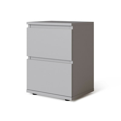 Urbn-Living Urbnliving Height 49Cm 2 Drawer Wooden Bedroom Bedside Cabinet Colour Grey Carcass And Grey Drawers No Handle Nightstand - image 1