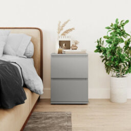 Urbn-Living Urbnliving Height 49Cm 2 Drawer Wooden Bedroom Bedside Cabinet Colour Grey Carcass And Grey Drawers No Handle Nightstand - thumbnail 2