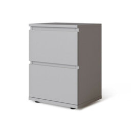 Urbn-Living Urbnliving Height 49Cm 2 Drawer Wooden Bedroom Bedside Cabinet Colour Grey Carcass And Grey Drawers No Handle Nightstand