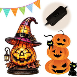 Amorly Witch Hat Lamp, Gothic Witch Hat Night Light Halloween Night Light, Usb Powered, Table Lamp For Bedroom, Bookshelf, Mantel - thumbnail 9