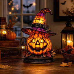 Amorly Witch Hat Lamp, Gothic Witch Hat Night Light Halloween Night Light, Usb Powered, Table Lamp For Bedroom, Bookshelf, Mantel - thumbnail 1