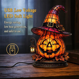 Amorly Witch Hat Lamp, Gothic Witch Hat Night Light Halloween Night Light, Usb Powered, Table Lamp For Bedroom, Bookshelf, Mantel - thumbnail 3