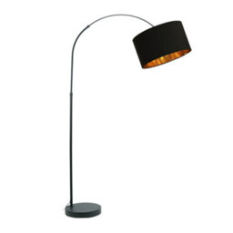 Valuelights Louis Black With Metallic Gold Inner Shade Black Arched Stem Curved Floor Lamp - thumbnail 2