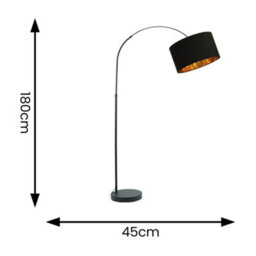 Valuelights Louis Black With Metallic Gold Inner Shade Black Arched Stem Curved Floor Lamp - thumbnail 4
