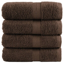 Berkfield Premium Wash Towels Solund 4Pcs Brown 30X30Cm 600Gsm - thumbnail 1