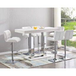 Furniture in Fashion Caprice Large White Gloss Bar Table 6 Candid White Stools